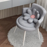 Contemporary Creative Floral Round Velvet Metal Vanity Stool Backrest Arm For Bedroom