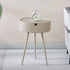 Modern Minimalist Round Tripod Plastic Nightstand 1-Storage For Bedroom