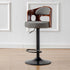 Contemporary Scandinavian Leather Fabric Wood Sponge SGS Round Bar Stool Backrest Footrest For Kitchen
