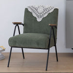 Contemporary Scandinavian Square Cushion Cotton Linen High Resilience Sponge Carbon Steel Accent Chair Backrest Armrest For Living Room