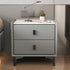 Modern Simplicity Cubic Sintered Stone Top Solid Wood Nightstand 2-Drawer For Bedroom