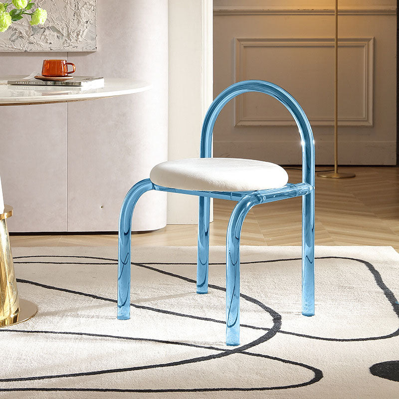 Contemporary Nordic Acrylic Velvet Sponge Round Arched Dining Chair Backrest For Dining Room