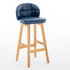 Modern Minimalist Square Wood Leather Foam Bar Stool With Four Legs Backrest For Dining Room