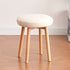 Modern Minimalist Round Lambswool Wood Vanity Stool For Bedroom