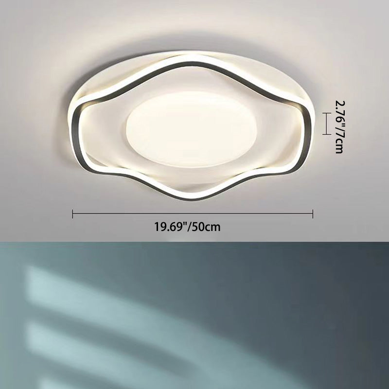 Modern Minimalist Wave Round Square Hardware Acrylic LED Flush Mount Ceiling Light For Bedroom