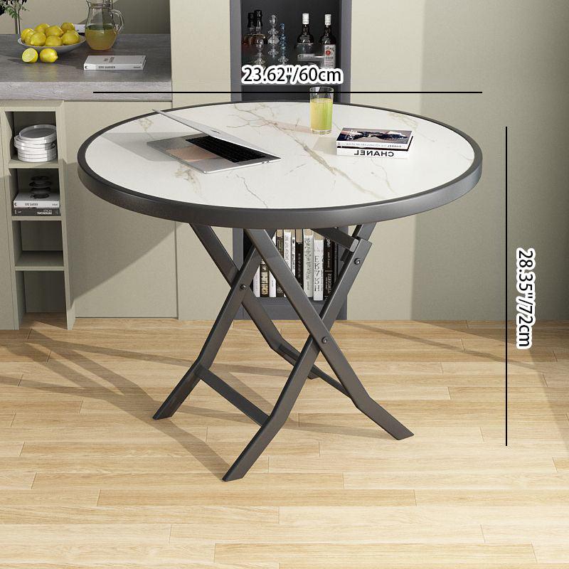 Modern Minimalist Round Marble Metal Dining Table For 4 Seats