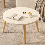 Modern Minimalist Round Marble Veneer Wood End Table 1-Tier For Living Room