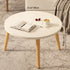 Modern Minimalist Round Marble Veneer Wood End Table 1-Tier For Living Room