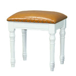 Contemporary Scandinavian Square Linen Leather Solid Wood Vanity Stool Backless Armless For Bedroom