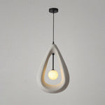 Traditional Japanese Iron Polystyrene Teardrop Shape 1-Light Pendant Light For Dining Room