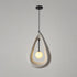 Traditional Japanese Iron Polystyrene Teardrop Shape 1-Light Pendant Light For Dining Room