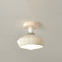Contemporary Scandinavian Cream Ceramic Geometric Round Shade 1-Light Semi-Flush Mount Ceiling Light For Living Room