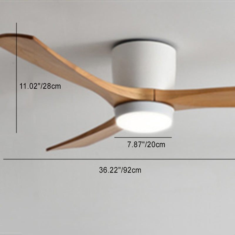 Contemporary Scandinavian Copper Wood Acrylic Fan LED Semi-Flush Mount Ceiling Fan Light For Living Room