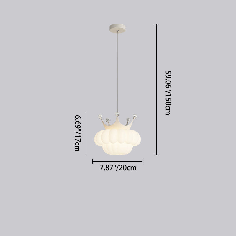 Contemporary Creative Kids Cloud Crown Iron PE Crystal LED Pendant Light For Bedroom