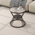 Modern Minimalist Round Hourglass Shape Glass Iron Coffee Table 2-Tier For Living Room