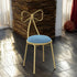 Contemporary Creative Bow Round Upholstered Velvet Metal Vanity Stool Backrest For Bedroom