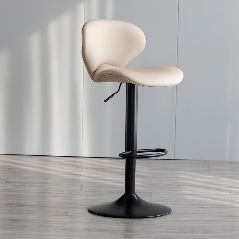 Contemporary Simplicity Curved PU Leather Liftable Swivel Bar Stool Backrest Footrest For Dining Room