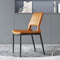 Modern Minimalist Rectangular Curved Seat Leather Carbon Steel Dining Chair Backrest For Dining Room