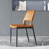 Modern Minimalist Rectangular Curved Seat Leather Carbon Steel Dining Chair Backrest For Dining Room