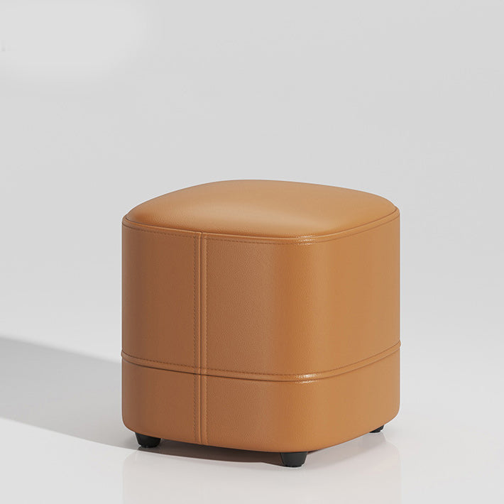 Modern Minimalist Square Leather Solid Wood Vanity Stool For Bedroom