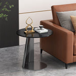 Contemporary Nordic Round Rock Slab Carbon Steel Coffee Table For Living Room