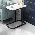 Modern Luxury Rectangular Faux Panel Metal Side Table 2-Tier For Living Room