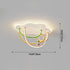 Contemporary Creative Cartoon Astronaut Cloud Iron Aluminum Rainbow Curve LED Kids Flush Mount Ceiling Light For Bedroom