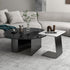 Modern Minimalist Round Square Glass Slate Metal Coffee Table For Living Room