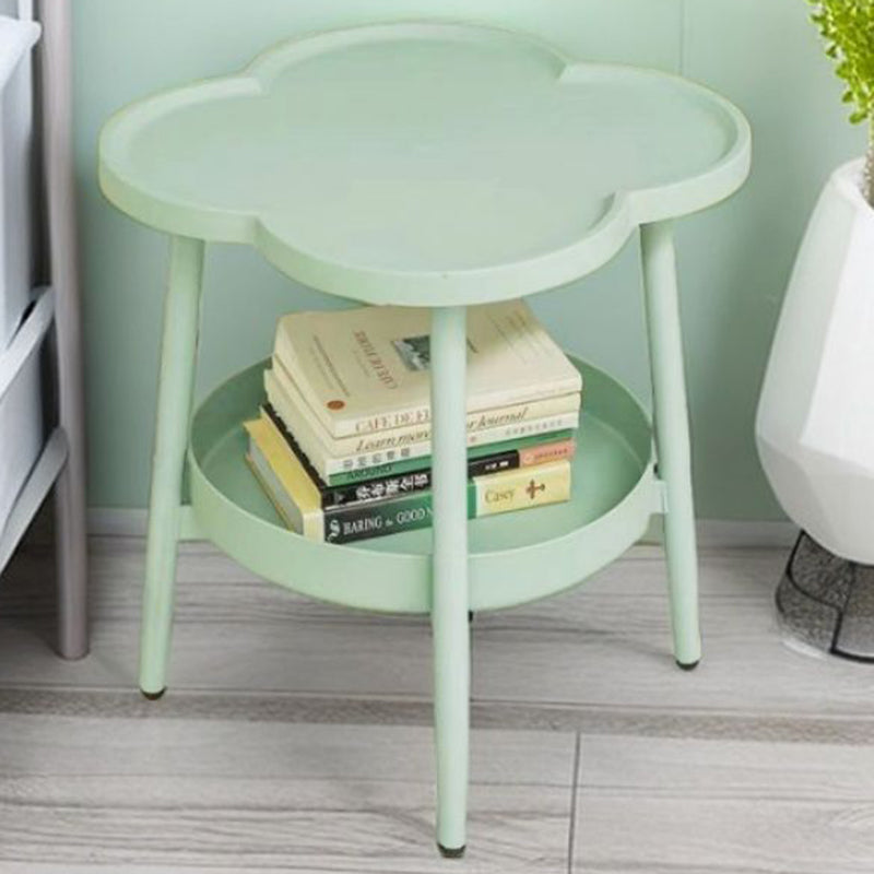 Contemporary Creative Flower Shape Tray Top Side Table 2-Tier Cabinet For Living Room