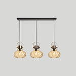 Modern Simplicity Iron Glass Pumpkin Shade 1/3-Light Island Light Chandelier For Dining Room