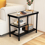 Modern Minimalist Rectangular Glass Iron Side Table 3-Tier For Living Room