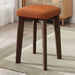 Modern Minimalist Square Upholstered Wood Technology Cloth Dining Chair Backless For Dining Room