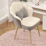 Modern Minimalist Square Petal Fabric Wood Metal Vanity Stool Backrest For Bedroom