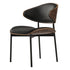 Contemporary Retro PU Wood Metal Sponge Square Curved Dining Chair Backrest For Dining Room