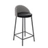 Contemporary Scandinavian Round PU Leather Iron Frame Bar Stool Low Back Footrest For Dining Room