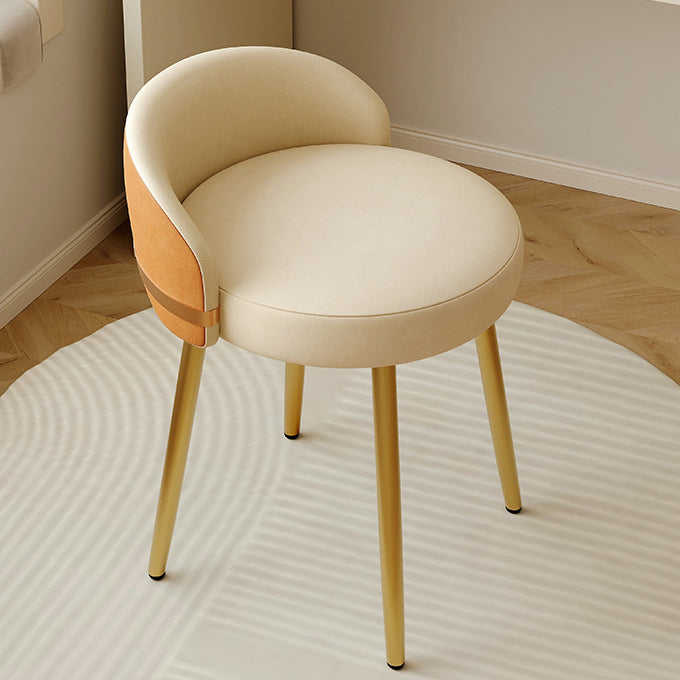 Modern Simplicity Leather Metal Sponge Round Vanity Stool Backrest For Bedroom