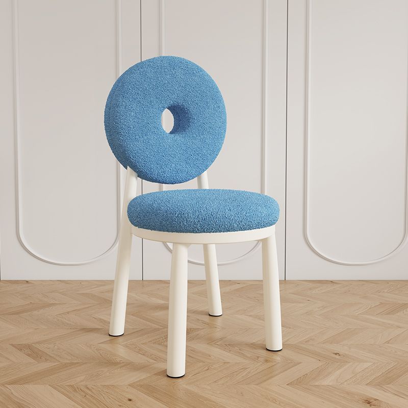 Contemporary Nordic Lambswool Carbon Steel Sponge Round Dining Chair Backrest For Dining Room