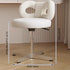 Modern Art Deco Butterfly Knot Round Leather Stainless Steel Vanity Stool Backrest Armless For Bedroom