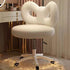 Modern Art Deco Butterfly Knot Round Lambswool Leather Metal Vanity Stool Backrest Armless For Bedroom