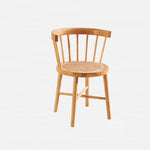 Contemporary Nordic Round Rubberwood Rattan Dining Chair Backrest For Dining Room