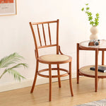 Traditional Vintage Round Cylinder Solid Wood Rattan Dining Chair Backrest For Living Room