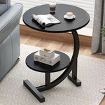 Modern Simplicity Round C Shape Plate Carbon Steel End Table 2-Tier For Living Room