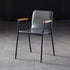 Contemporary Industrial Square Upholstered Leather Wooden Dining Chair Backrest Armrest For Dining Room