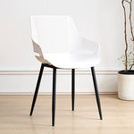 Modern Minimalist Square Hollowed Out Dots Backrest Plastic Iron Dining Chair Armrest For Dining Room