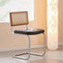 Contemporary Vintage Square Rattan Leather Iron Chair Backrest For Living Room