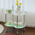 Modern Minimalist Mango Shaped Glass Stainless Steel Side Table Wheels Two Tiers For Living Room