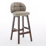 Modern Minimalist Square Wood Leather Foam Bar Stool With Four Legs Backrest For Dining Room