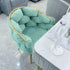 Modern Minimalist U-Shaped Metal Leather Vanity Stool 4-Legs Backrest Armrest For Bedroom