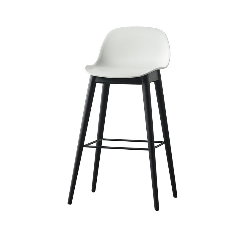 Contemporary Simplicity Square Plastic Wood Bar Stool Low Back Footrest For Dining Room