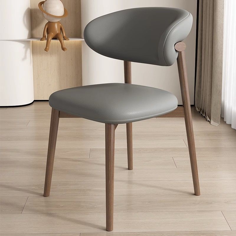 Contemporary Nordic Square Leather Metal Frame Dining Chair Backrest Armless For Dining Room